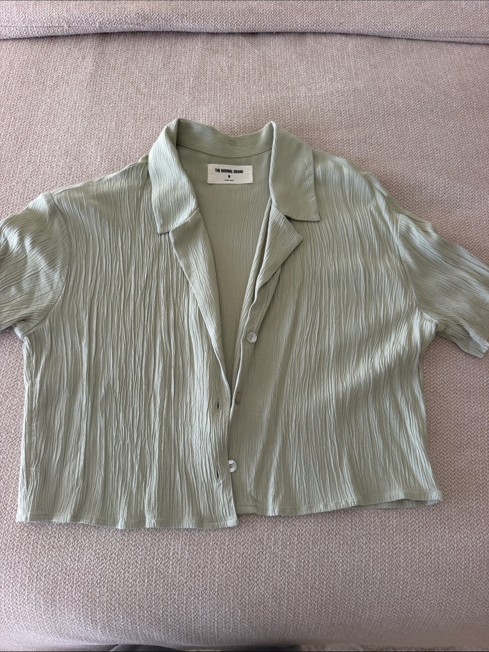 The Normal Brand Light Sage Green Short Sleeve Button-Down Shirt